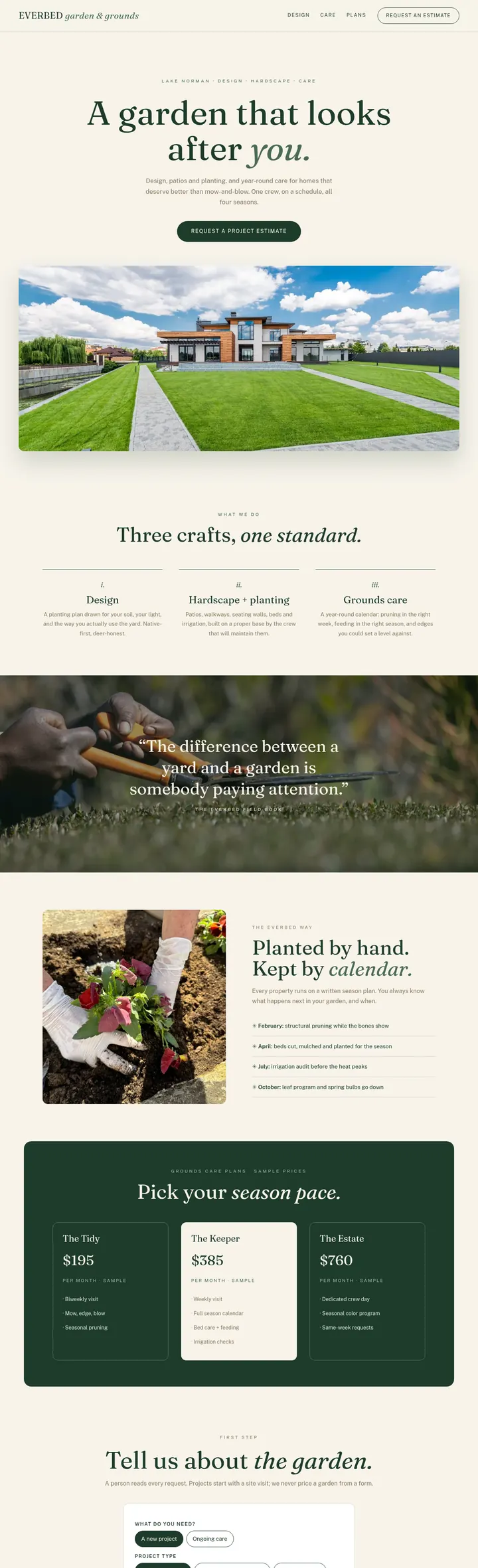 Everbed sample site, desktop