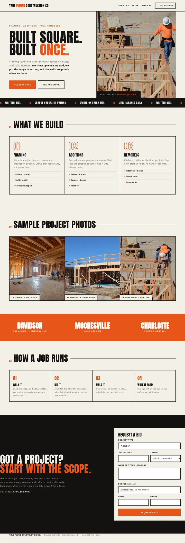 True Plumb sample site, desktop