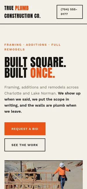 True Plumb sample site, phone